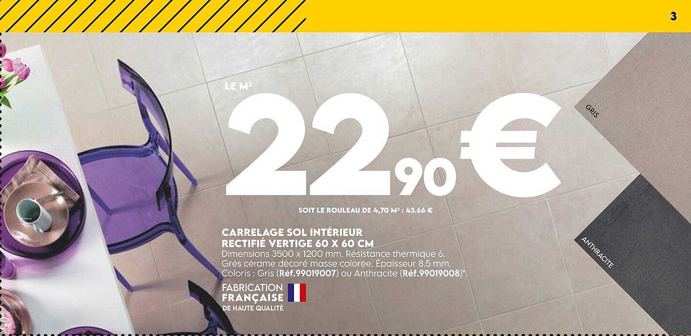 carrelage sol intérieur rectifié vertige 60 x 60 cm