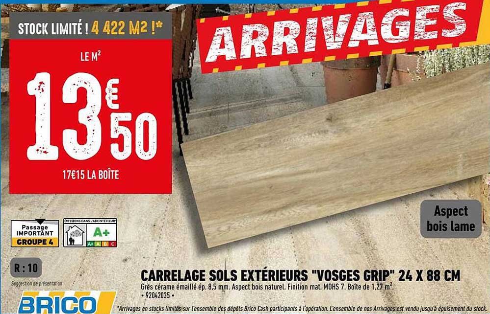 carrelage sols extérieurs "vosges grip" 24 x 88 cm