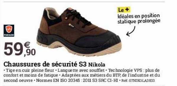 chaussures de sécurité s3 nikola