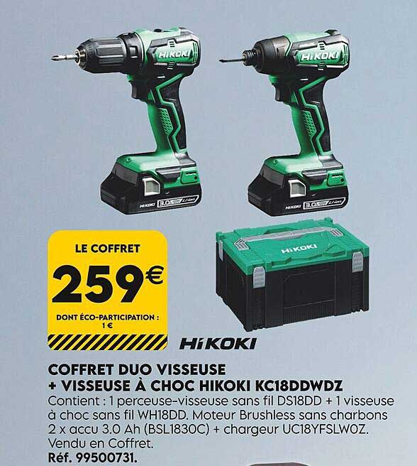 coffret duo visseuse + visseuse à choc hikoki kc18ddwdz