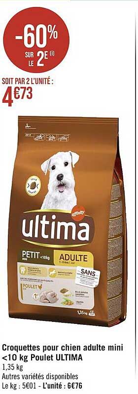 Croquettes Pour Chien Adulte Mini <10 Kg Poulet Ultima