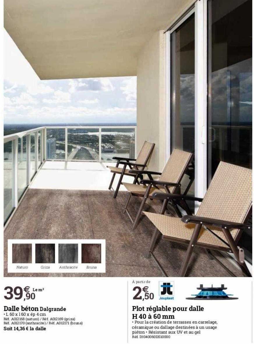 dalle béton dalgrande, plot réglable pour dalle h 40 à 60 mm