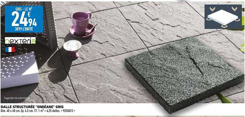 dalle structurée "ondéane" gris