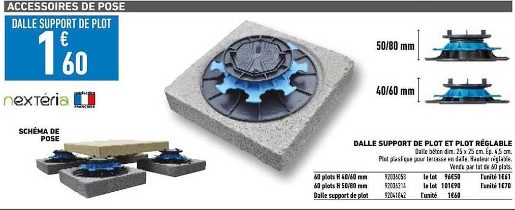 dalle support de plot et plot réglable