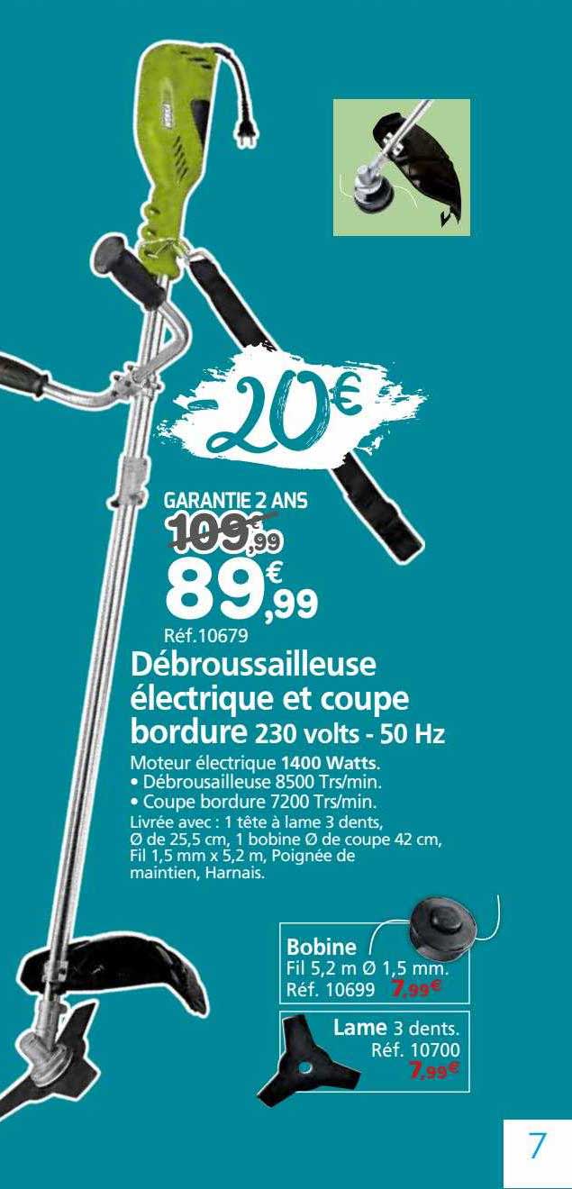 débroussailleuse électrique et coupe bordure 230 volts - 50 hz