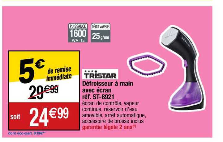 Défroisseur à Main Avec écran Tristar
