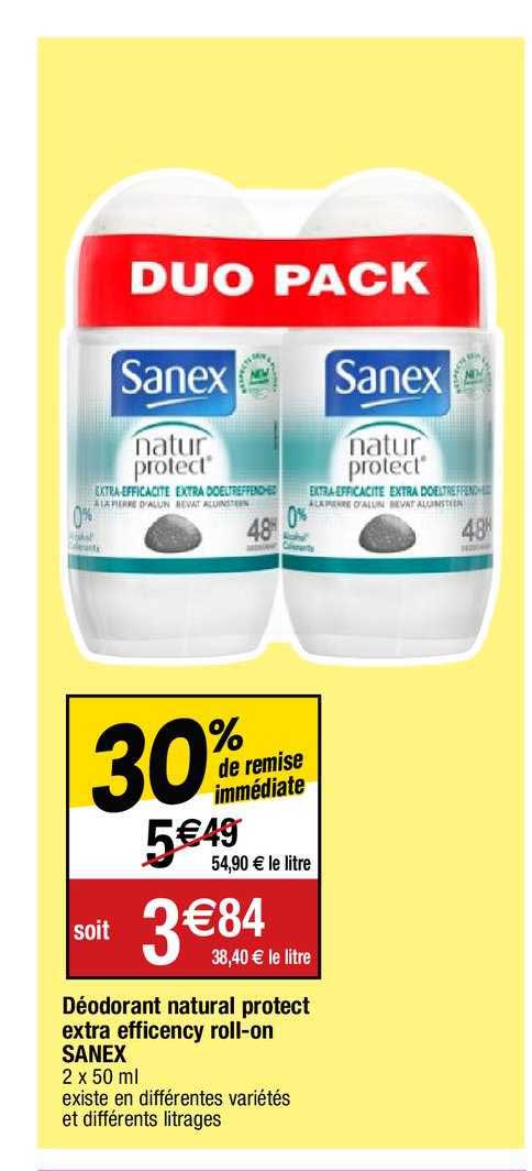 déodorant natural protect extra efficency roll-on sanex