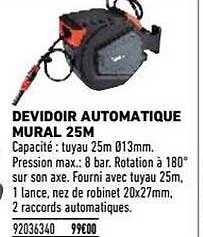 Dévidoir Automatique Mural 25 M