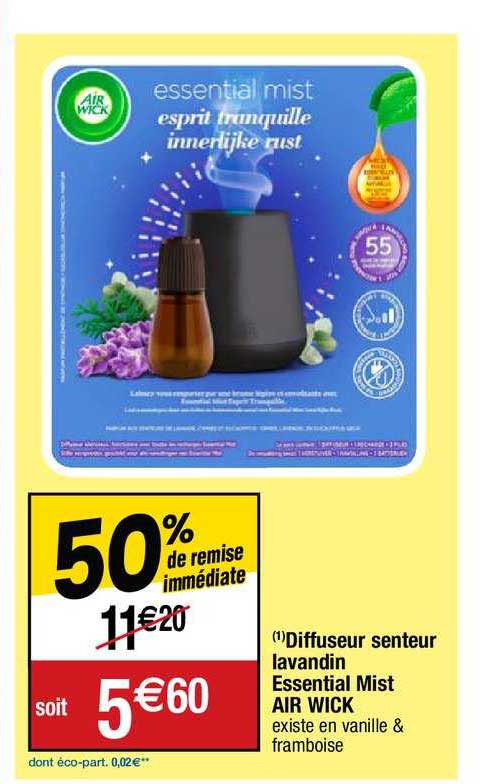 diffuseur senteur lavandin essential mist air wick