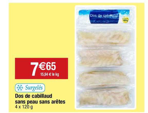 Dos De Cabillaud Sans Peau Sans Arêtes