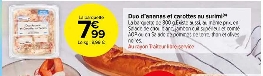 duo d'ananas et carottes au surimi