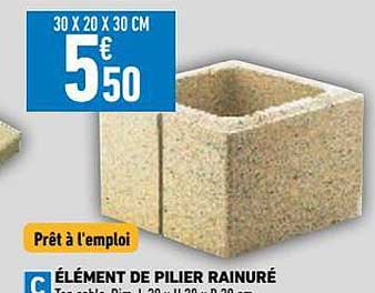 élément de pilier rainuré