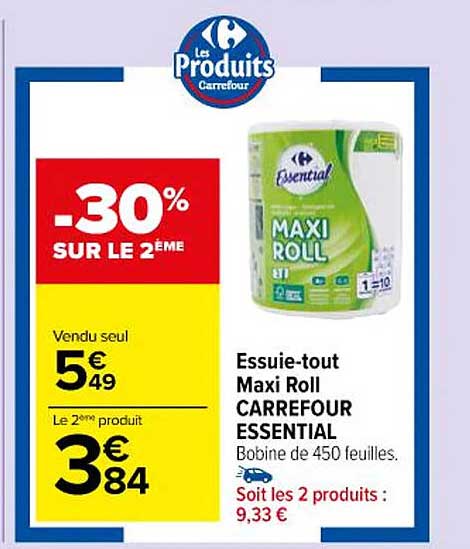 essuie-tout maxi roll carrefour essential