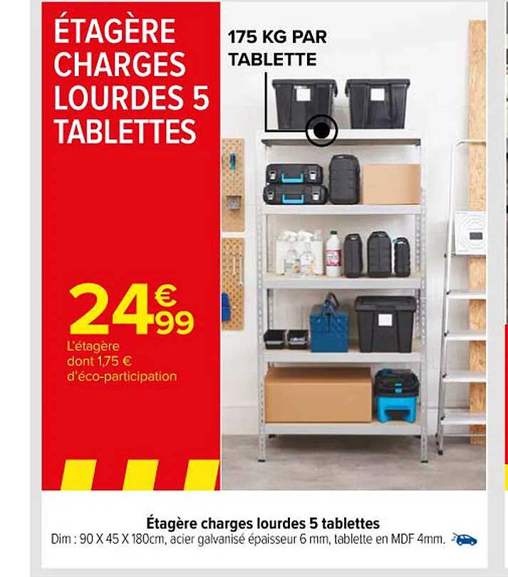 étagère charges lourdes 5 tablettes