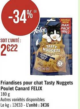 friandises pour chat tasty nuggets poulet canard felix
