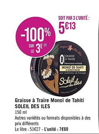 Graisse à Traire Monoï De Tahiti Soleil Des îles