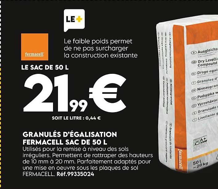 granulés d'égalisation fermacell sac de 50 l