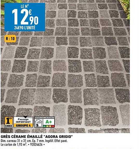 grès cérame émaillé "agora grigio"