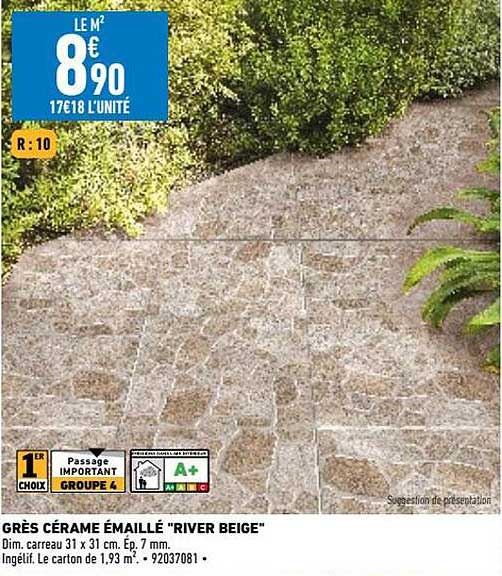 grès cérame émaillé "river beige"