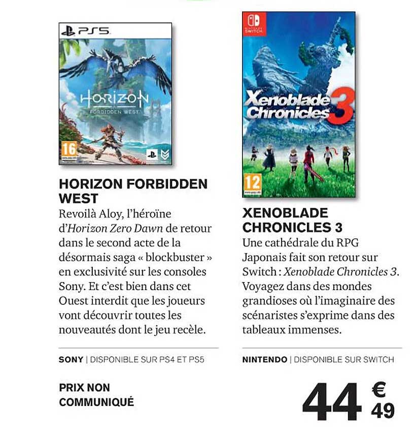 horizon forbidden west, xenoblade chronicles 3