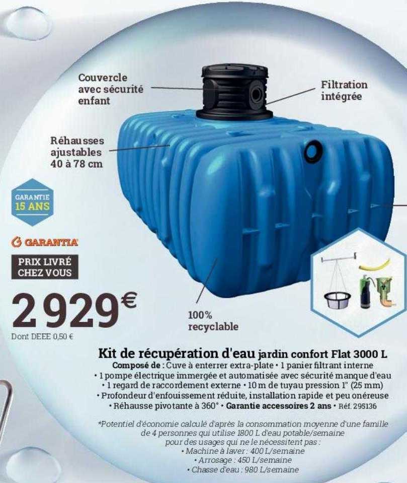 kit de récupération d'eau jardin confort flat 3000 l