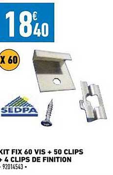 kit fix 60 vis + 50 clips + 4 clips de finition