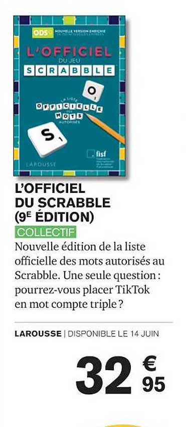 l'officiel du scrabble (9è édition) - collectif