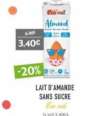 lait d'amande sans sucre eco mil
