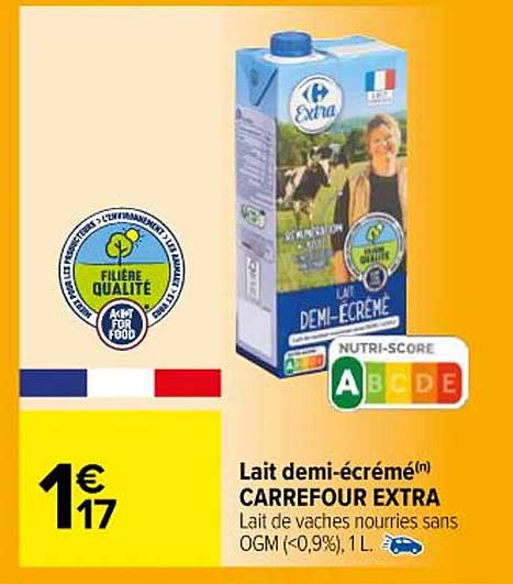lait demi-écrémé carrefour extra