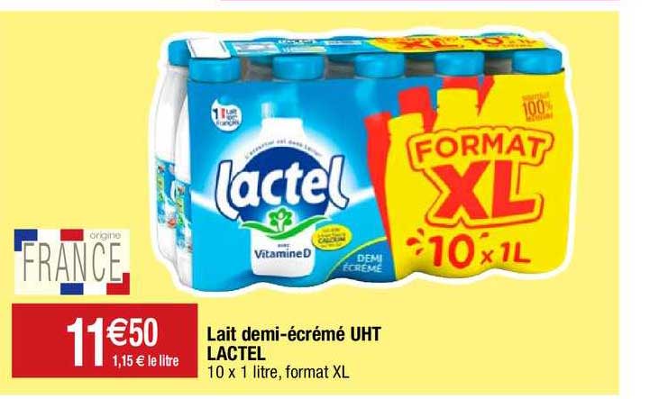 lait demi-écrémé uht lactel