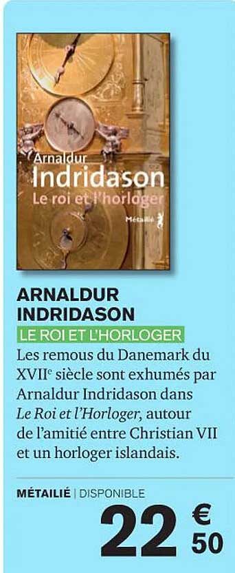 le roi et l'horloger - arnaldur indridason