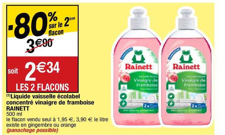 Liquide Vaisselle écolabel Concentré Vinaigre De Framboise Rainett