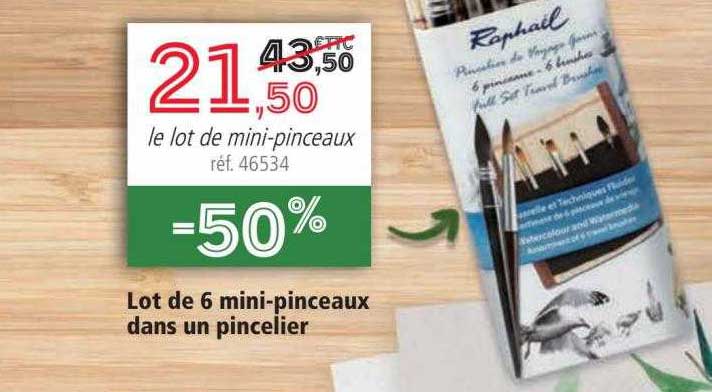 lot de 6 mini-pinceaux dans un pincelier