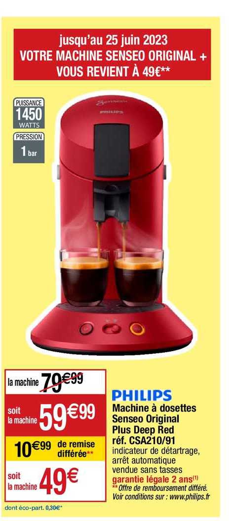 machine à dosettes senseo original plus deep red philips