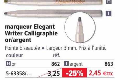 Marqueur Elegant Writer Calligraphie Or-argent
