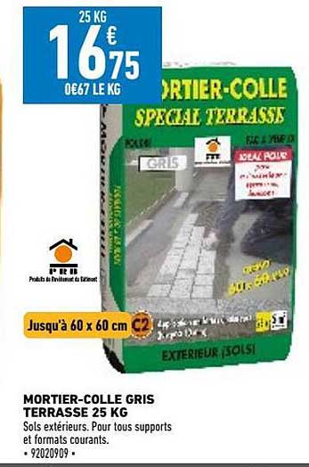 mortier-colle gris terrasse 25 kg