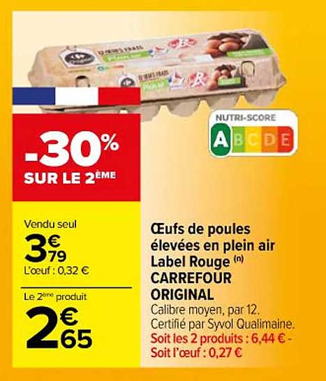 œufs de poules élevées en plein air label rouge carrefour original