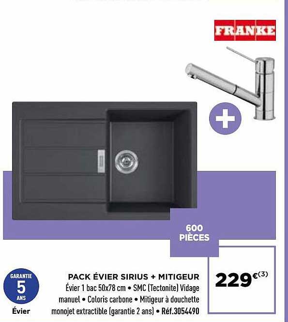 pack évier sirius + mitigeur franke