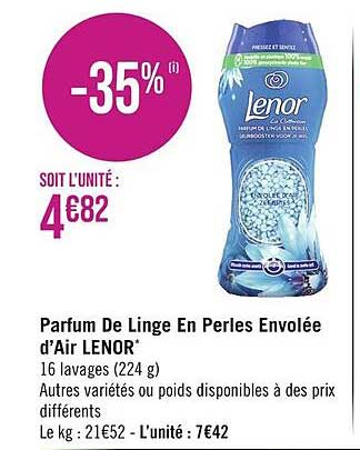 parfum de linge en perles envolée d'air lenor