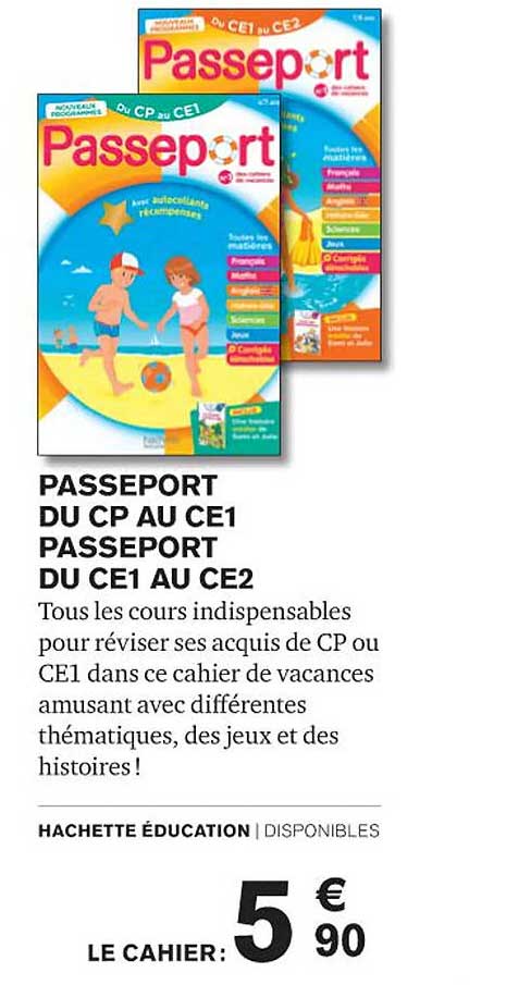 passeport du cp au ce1, passeport du ce1 au ce2