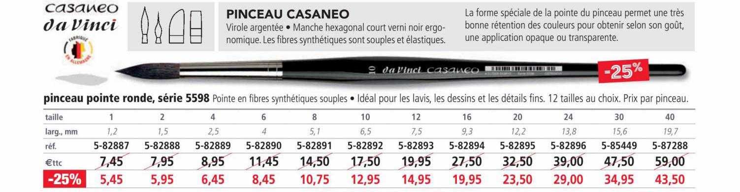 pinceau pointe ronde, série 5598, pinceau casaneo