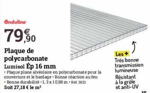 Plaque De Polycarbonate Lumisol ép 16 Mm