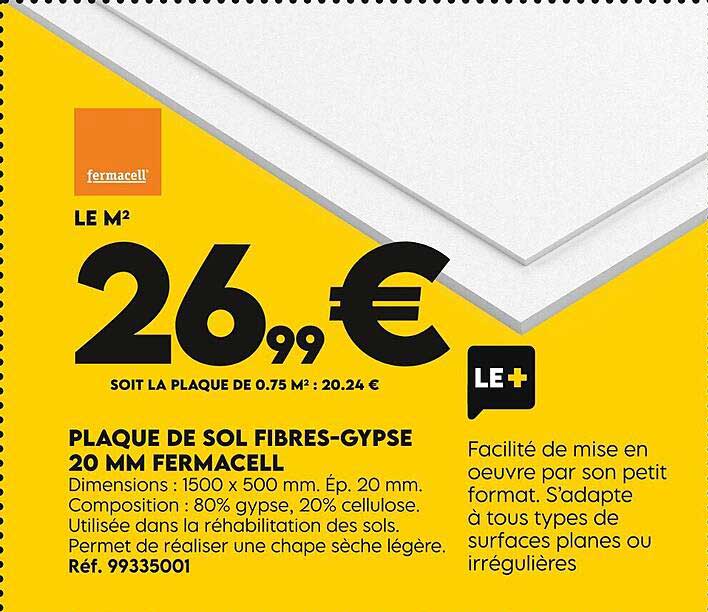 plaque de sol fibres-gypse 20 mm fermacell