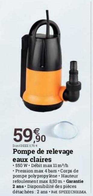 pompe de relevage eaux claires