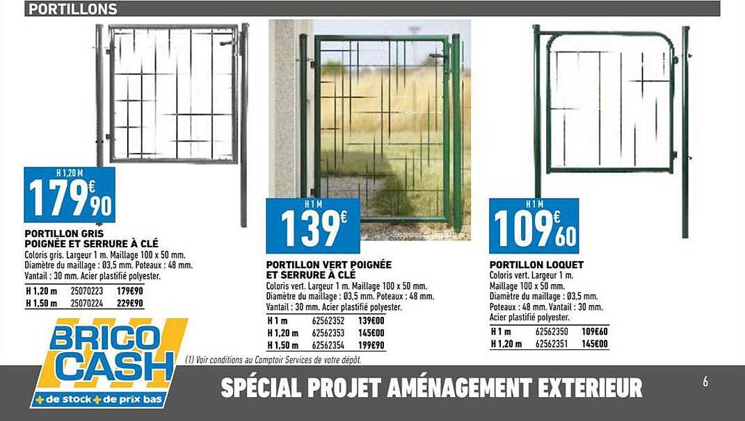 portillon gris poignée et serrure à clé, portillon vert poignée et serrure à clé, portillon loquet