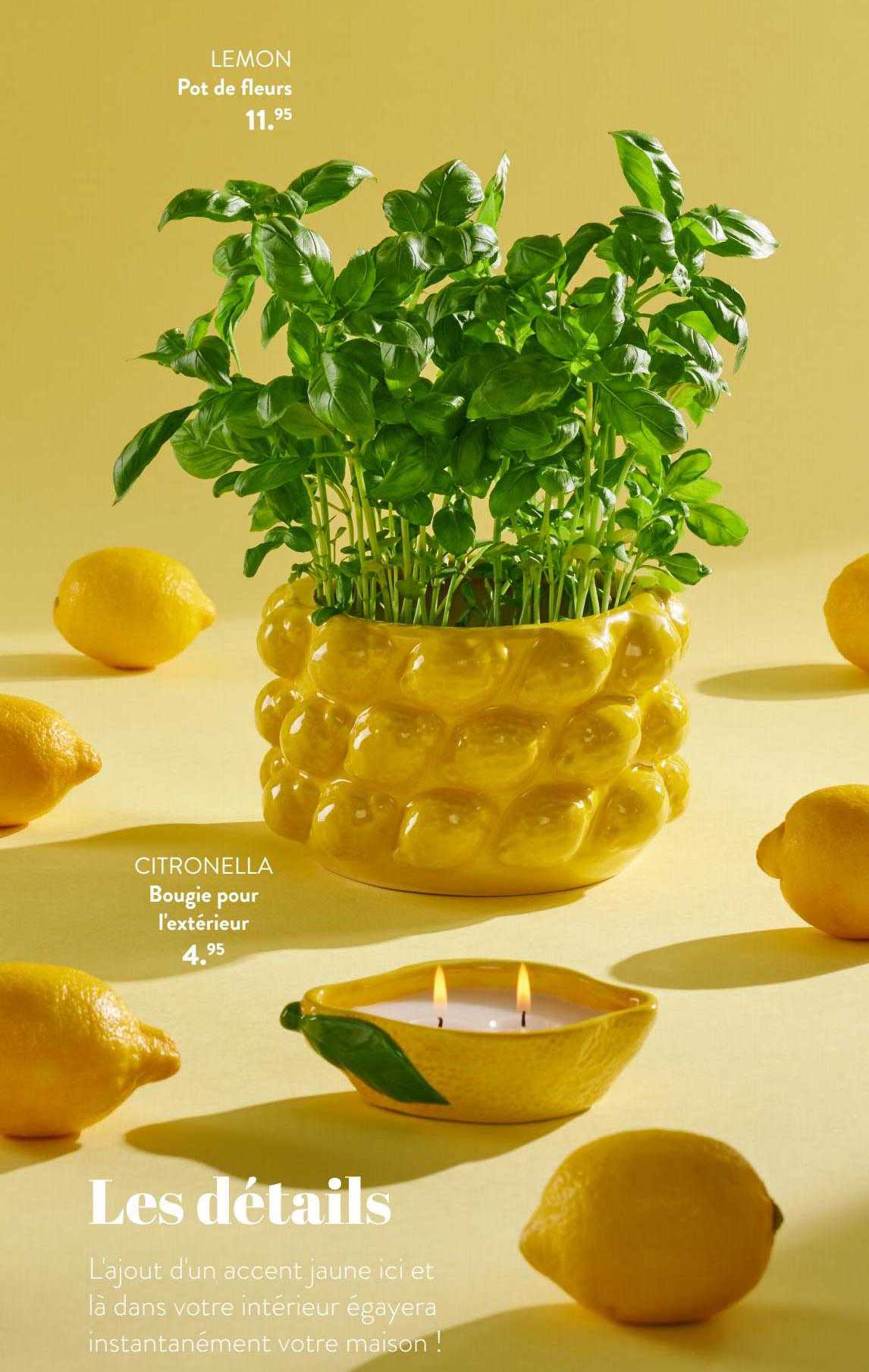 Pot De Fleurs Lemon, Bougie Pour L'extérieur Citronella