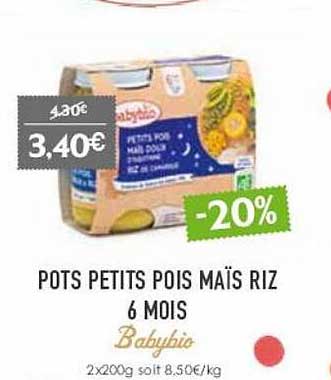 pots petits pois maïs riz 6 mois babybio