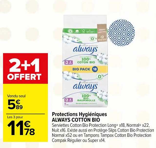 protections hygiéniques always cotton bio