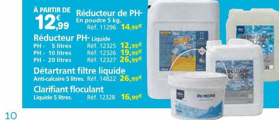 réducteur ph-, détartrant filtre liquide, clarifiant floculant