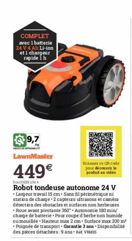 Robot Tondeuse Autonome 24 V LawnMaster